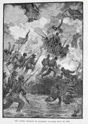 The Night Assault on Battery Wagner, 18. juli 1863, gravert av C. H. Reed, illustrasjon fra 